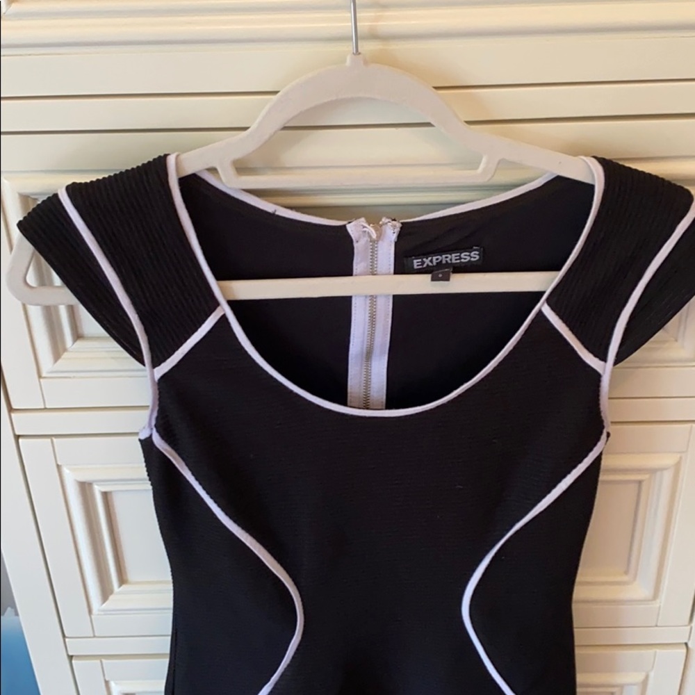 Express Black and White Tight Bodycon Dress - Picture 2 of 3